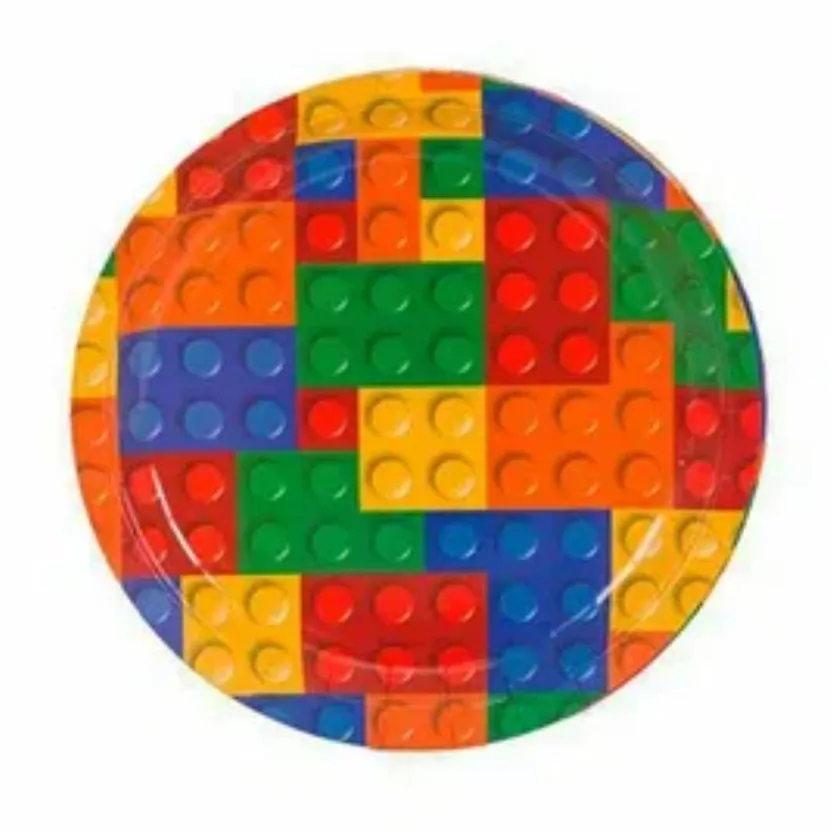 a colorful plate with legos on it