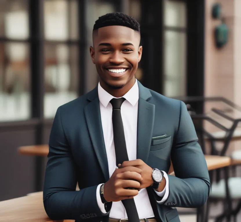 a man in a suit and tie smiling at the camera