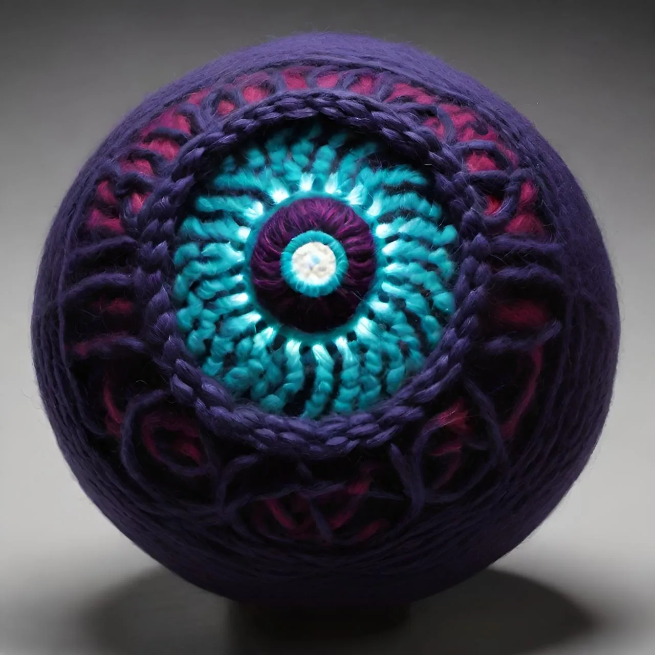 a purple ball with a blue center and a green center