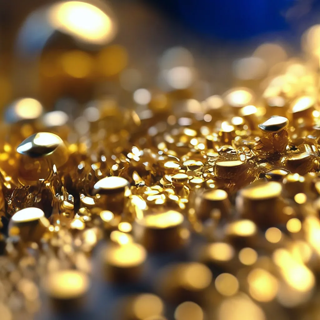 a close up of a bunch of gold coins