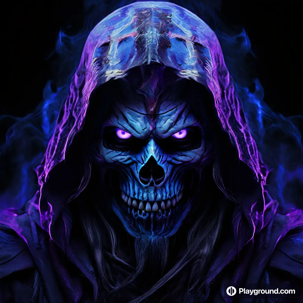 a skull wearing a hooded jacket with a hood on