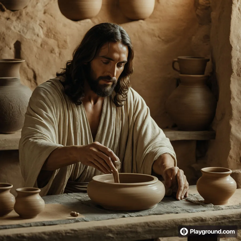 a man in a white robe is making a bowl