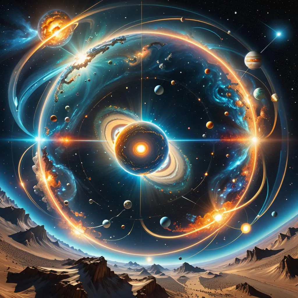 an image of a space scene with planets and stars