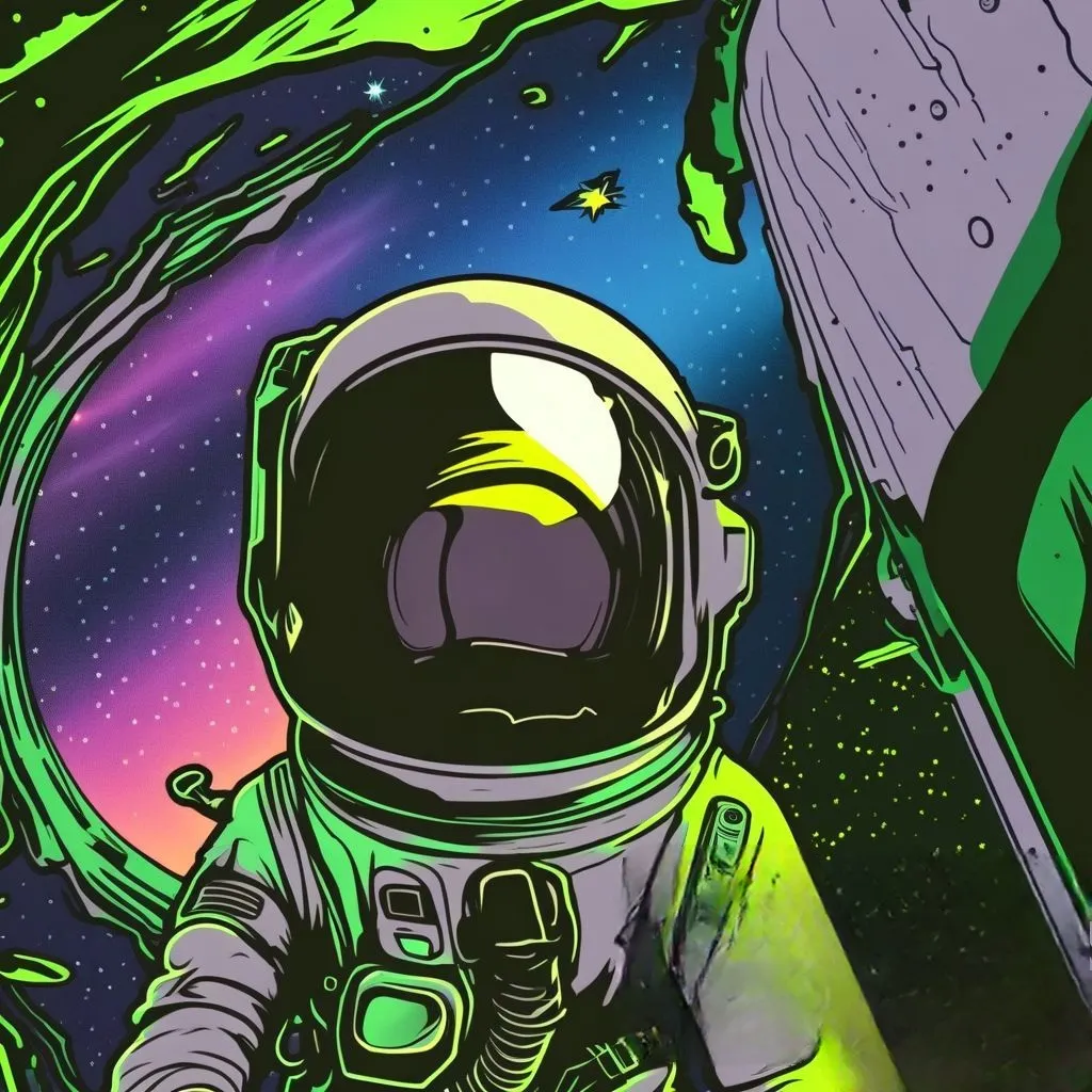 a painting of an astronaut in outer space