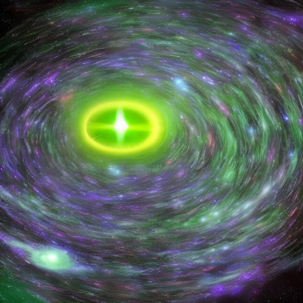 a green light in the center of a black hole