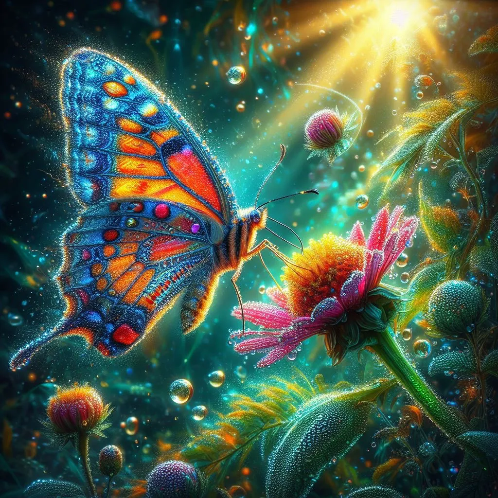 a painting of a butterfly on a flower