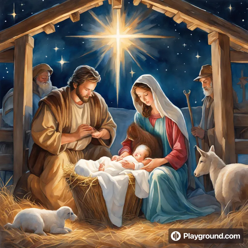 a nativity scene with a baby jesus in the manger