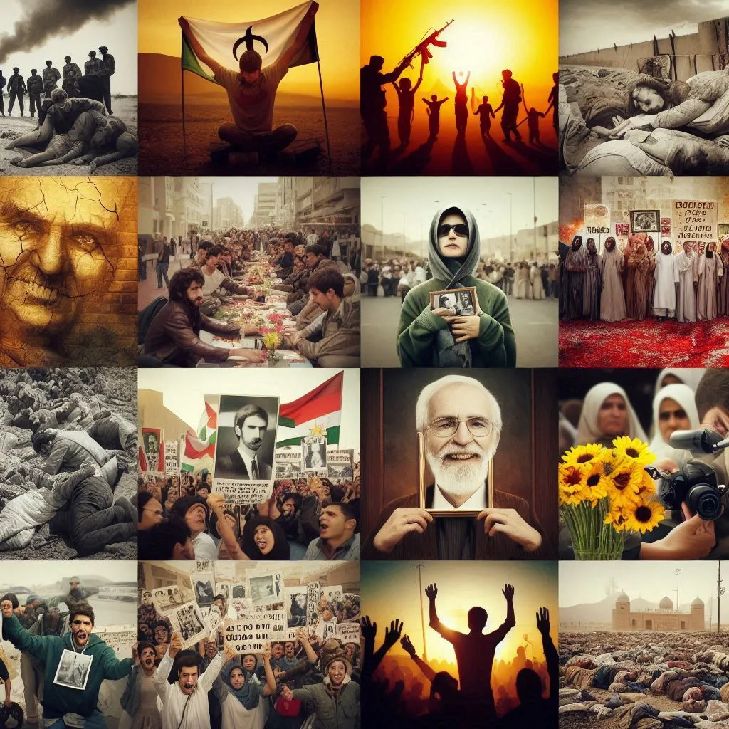 montage of photos and videos honoring the memory of activists and victims who have lost their lives in the struggle.