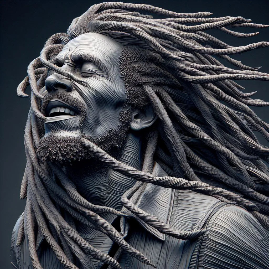 a man with dread locks and a beard Bob Marley with dreadlocks in the wind Turning your face and opening your eyes 