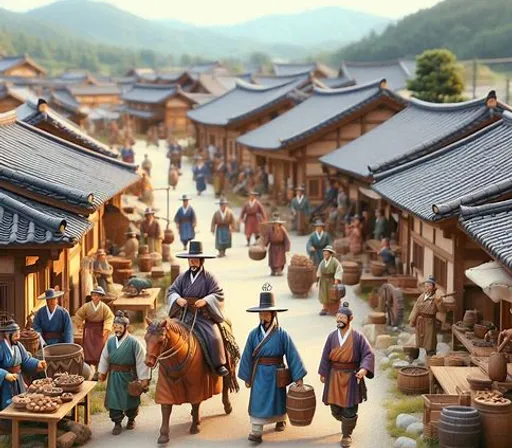 a group of people riding horses down a street