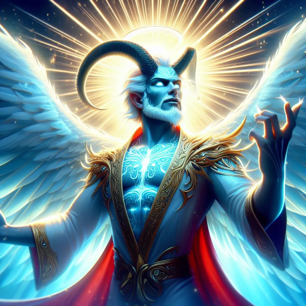 Show Lucifer's radiant appearance, reflecting the glorious light of God.