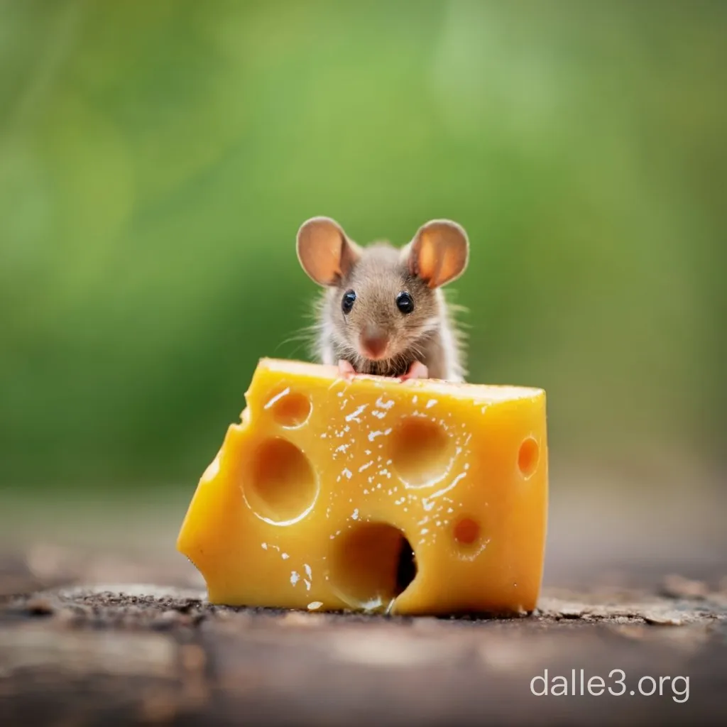 a mouse is eating a piece of cheese