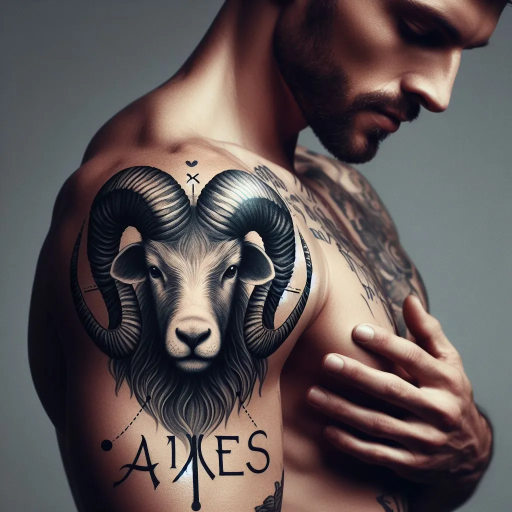 a man with a goat tattoo on his chest