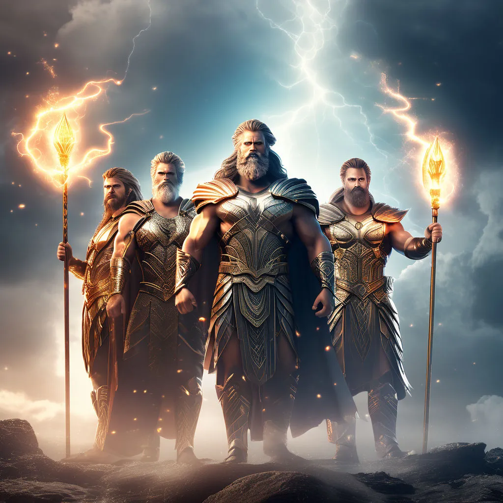 a group of men standing next to each other holding torches