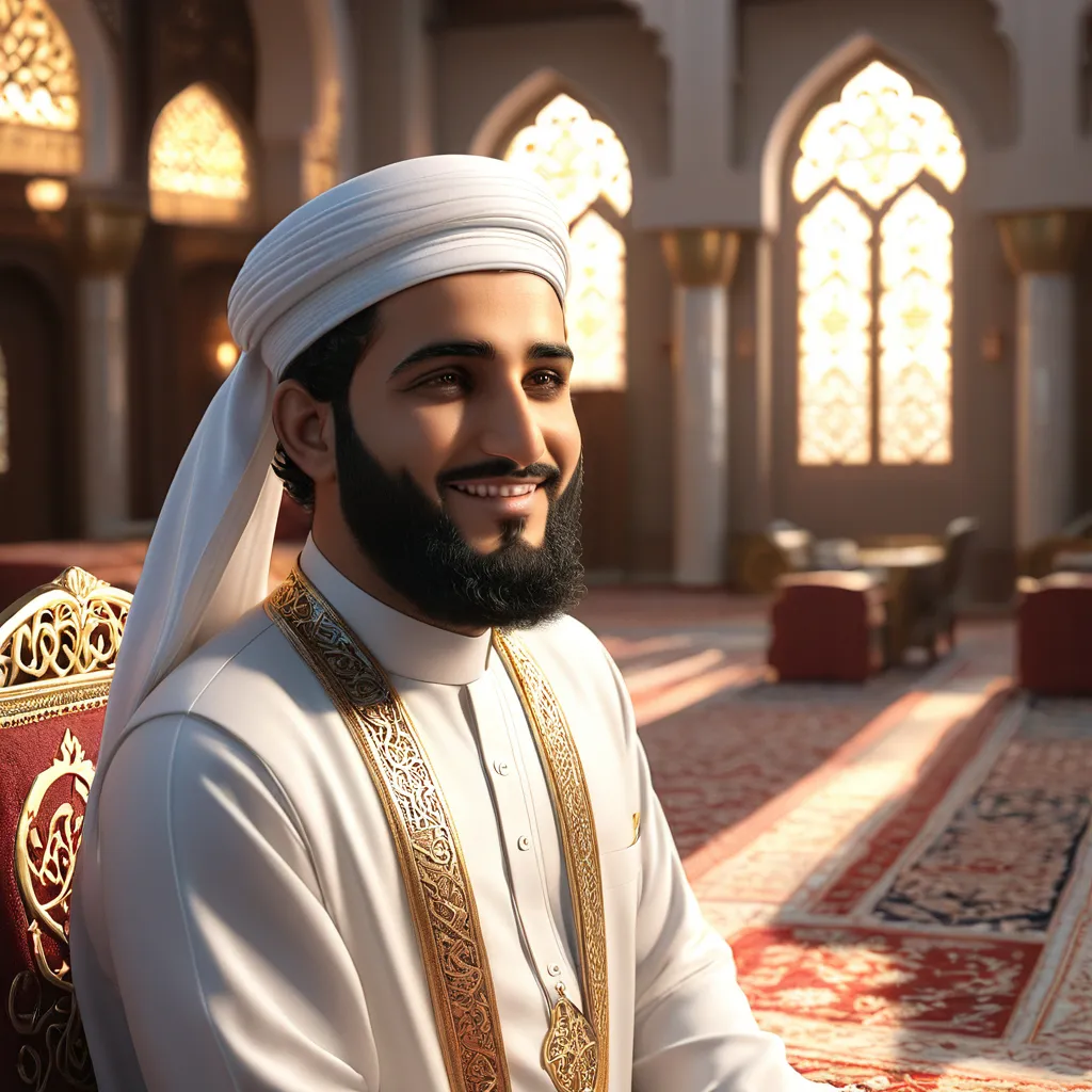 a man with a beard wearing a white outfit