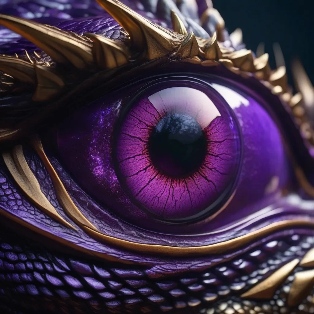 a close up of a purple dragon eye blinks, the eyelid drops, the eye is closing and opening now