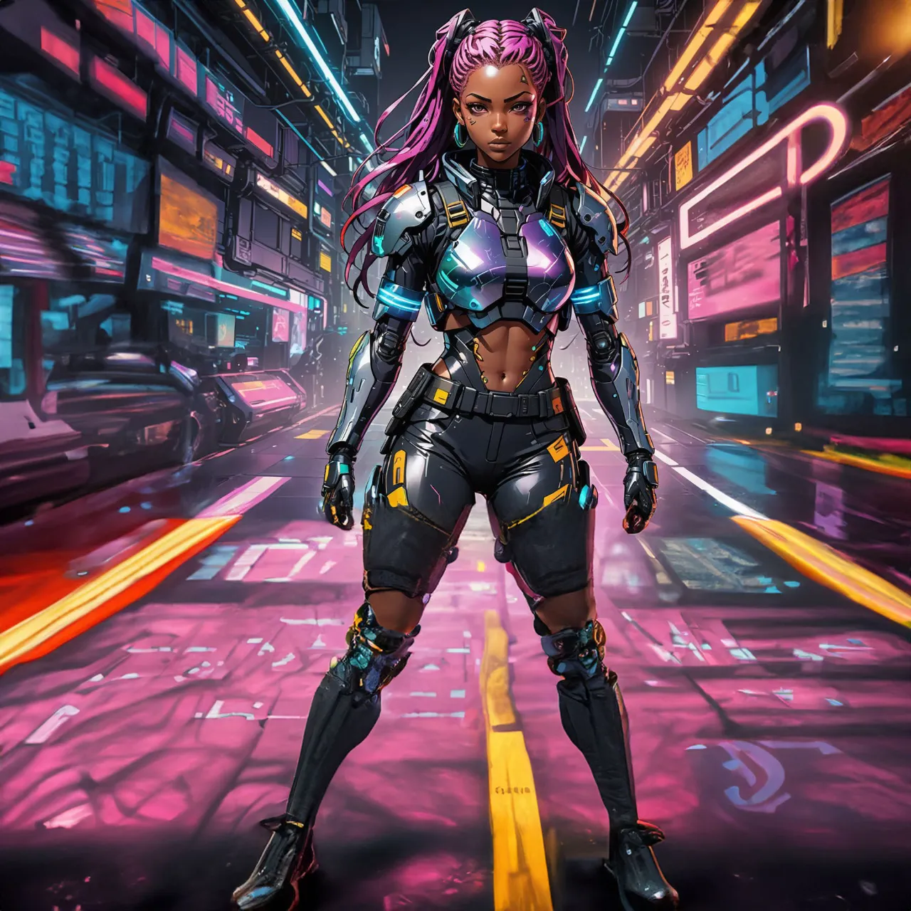 a woman in a futuristic suit hip-hop dancing in a city street. spin