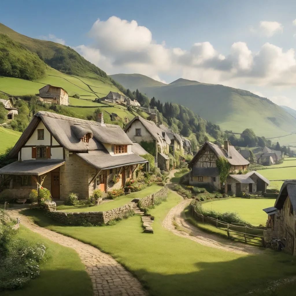 a scenic view of a village in the mountains make it video