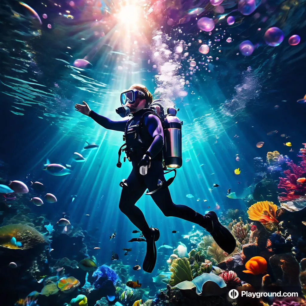 a man in a scuba suit diving in the ocean