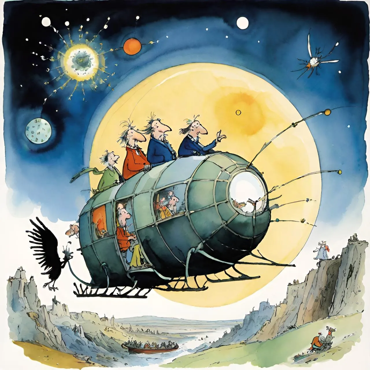 a group of people riding on the back of a large object