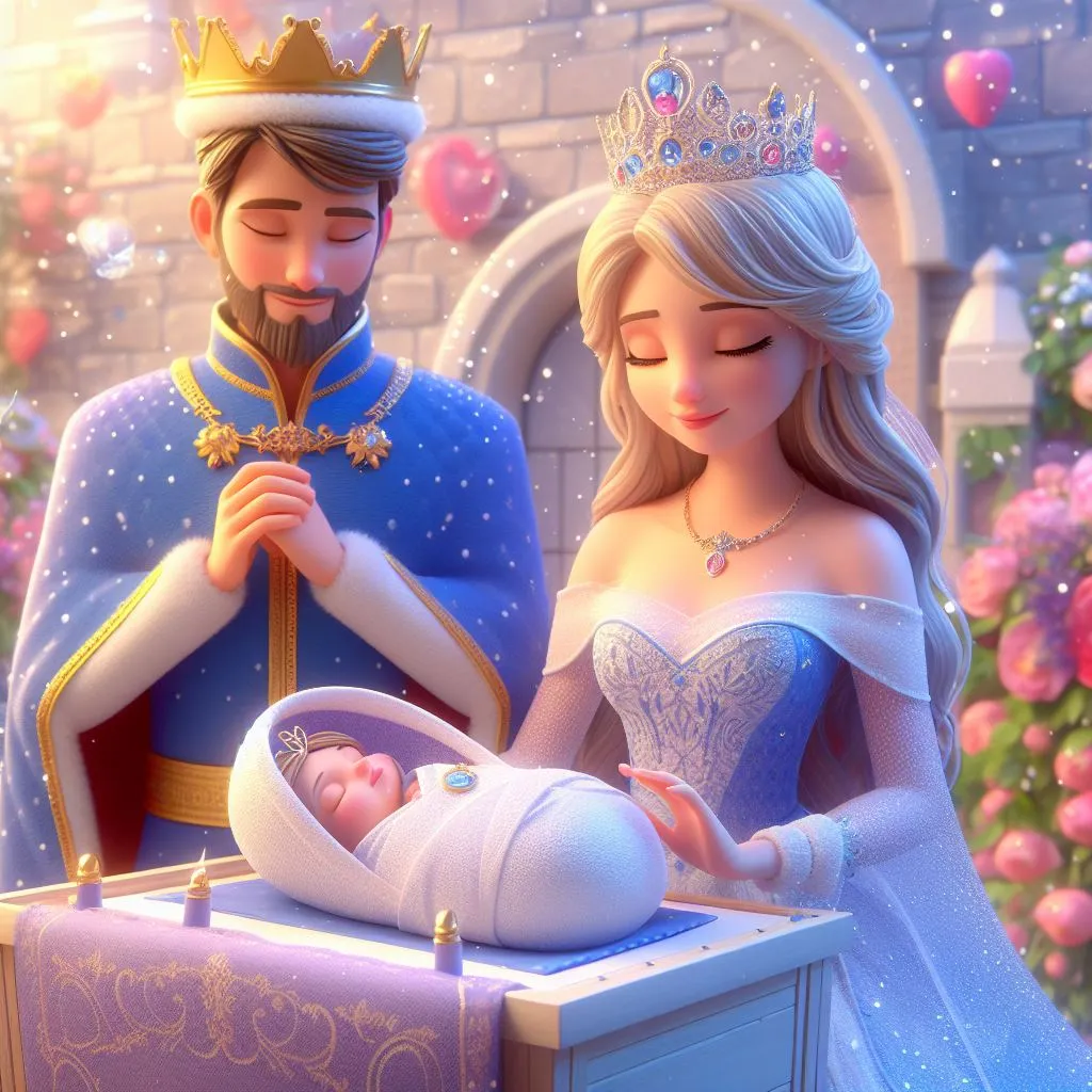 a man and woman dressed as princesses and a baby