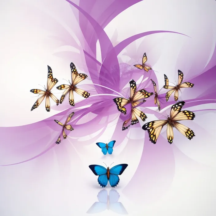 a group of butterflies flying in the air