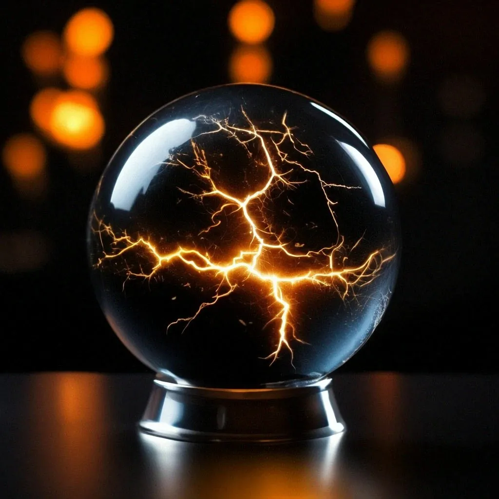 a glass ball with lightning inside of it