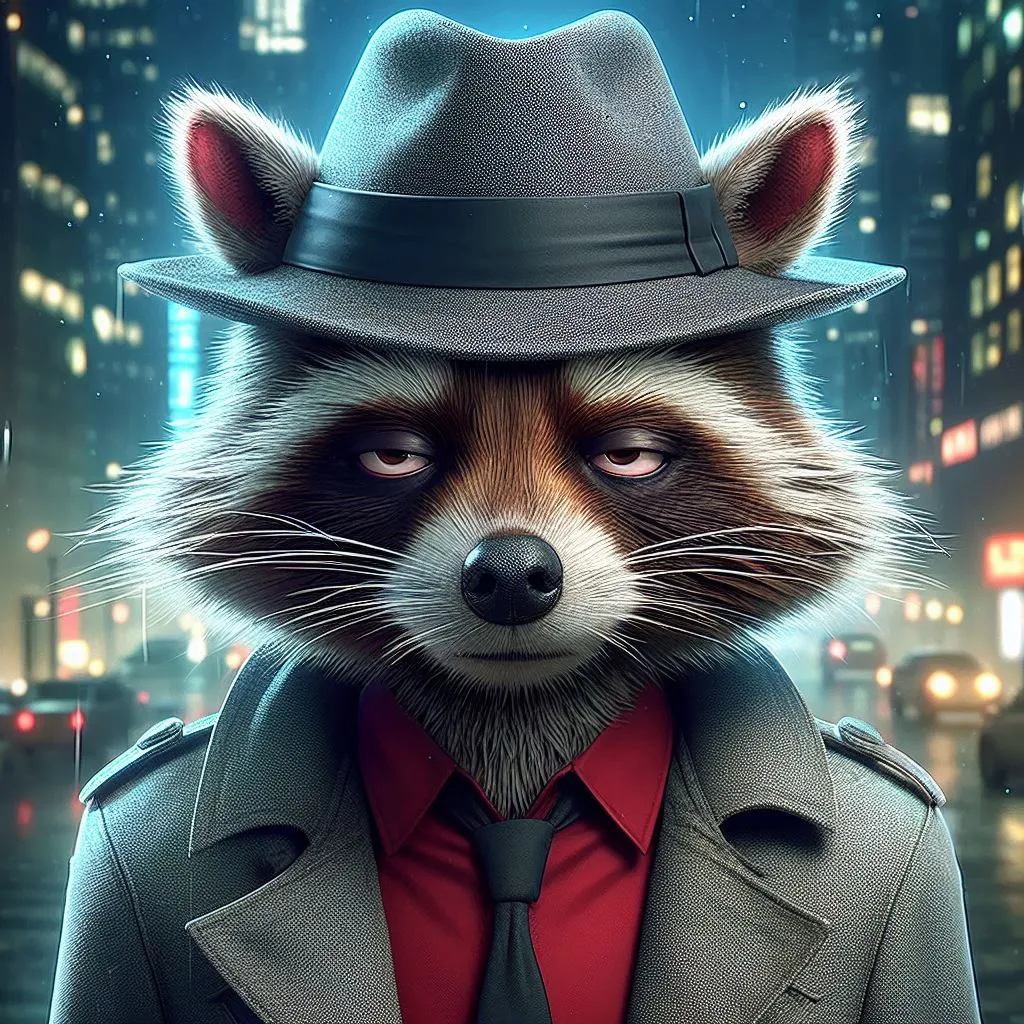 a raccoon dressed in a suit and tie