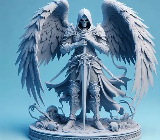 a statue of an angel holding a sword