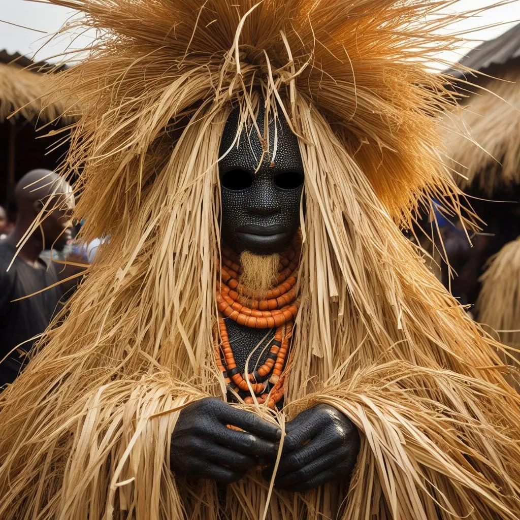 a person in a costume made of straw