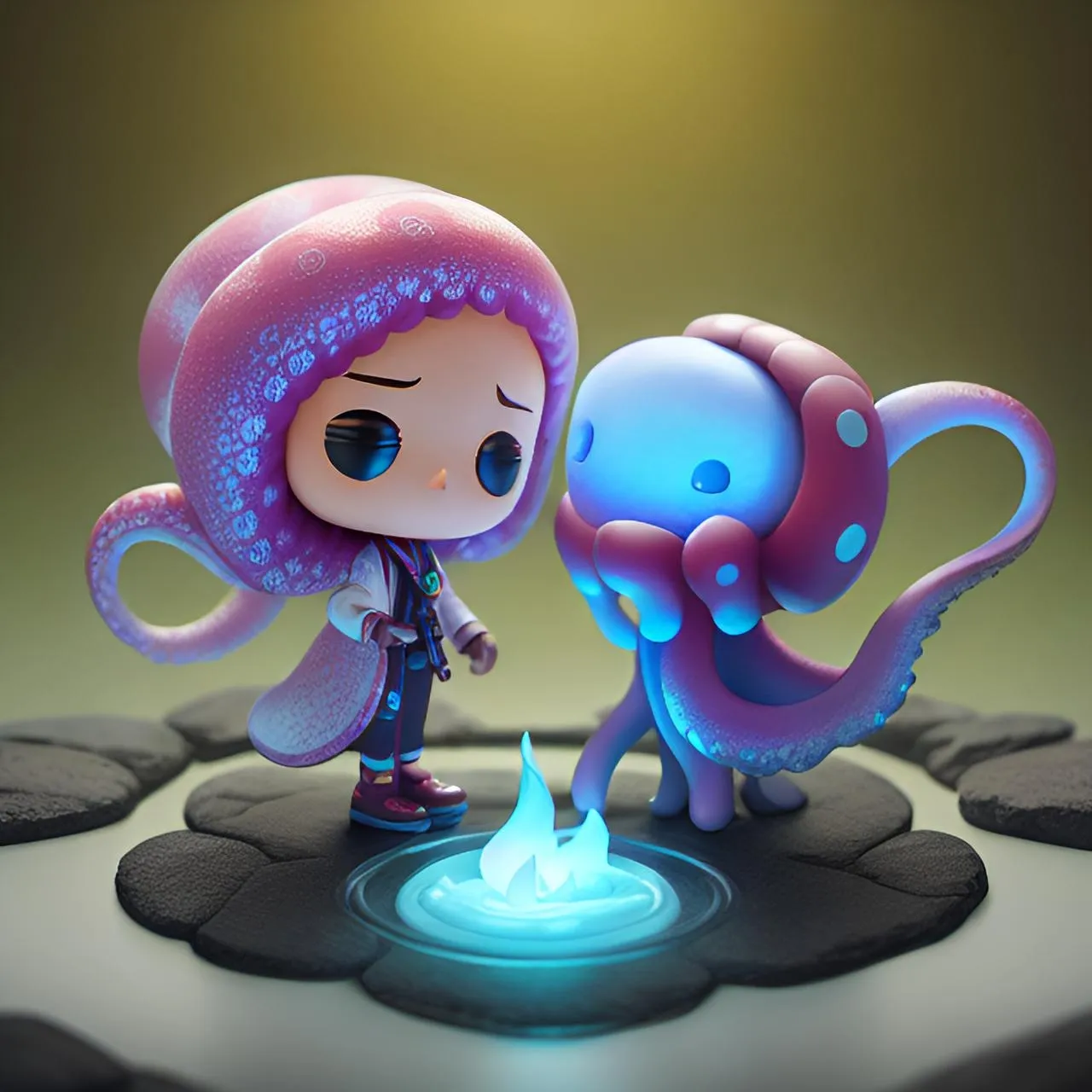 a small figurine of an octopus and a girl