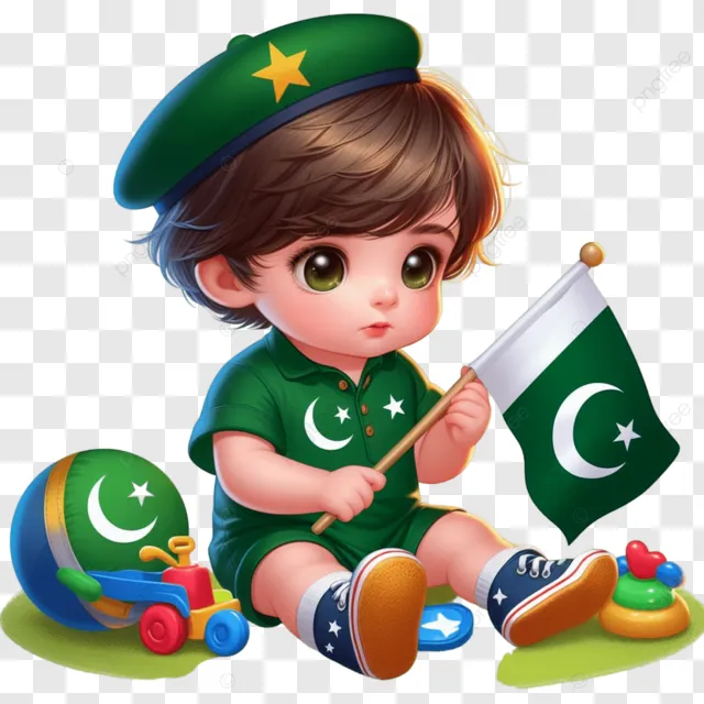 a little boy sitting on the ground holding a pakistan flag