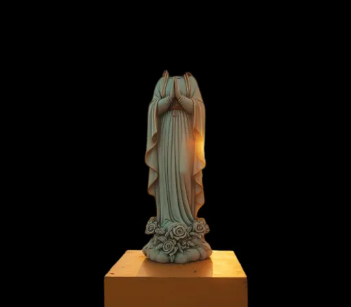 a statue of a woman hands clasped