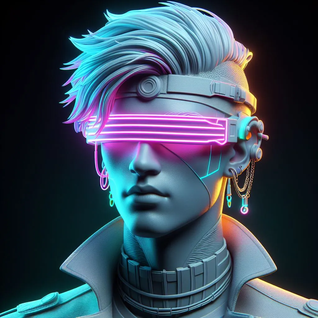 a man with neon glasses on his face