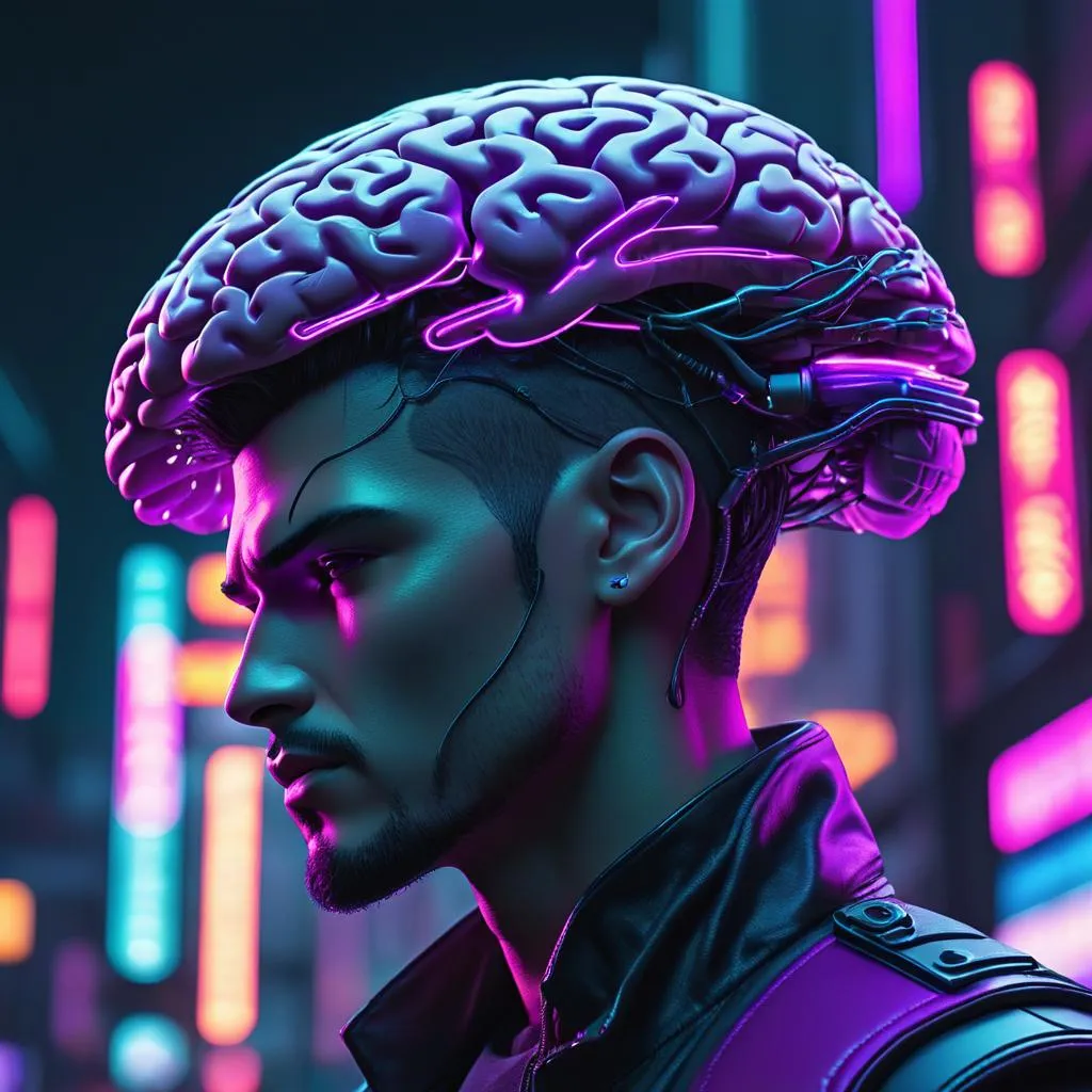 a man with a brain model on his head