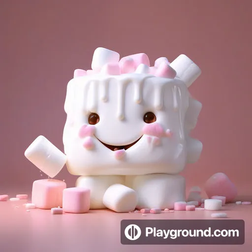 a white toy with pink marshmallows around it