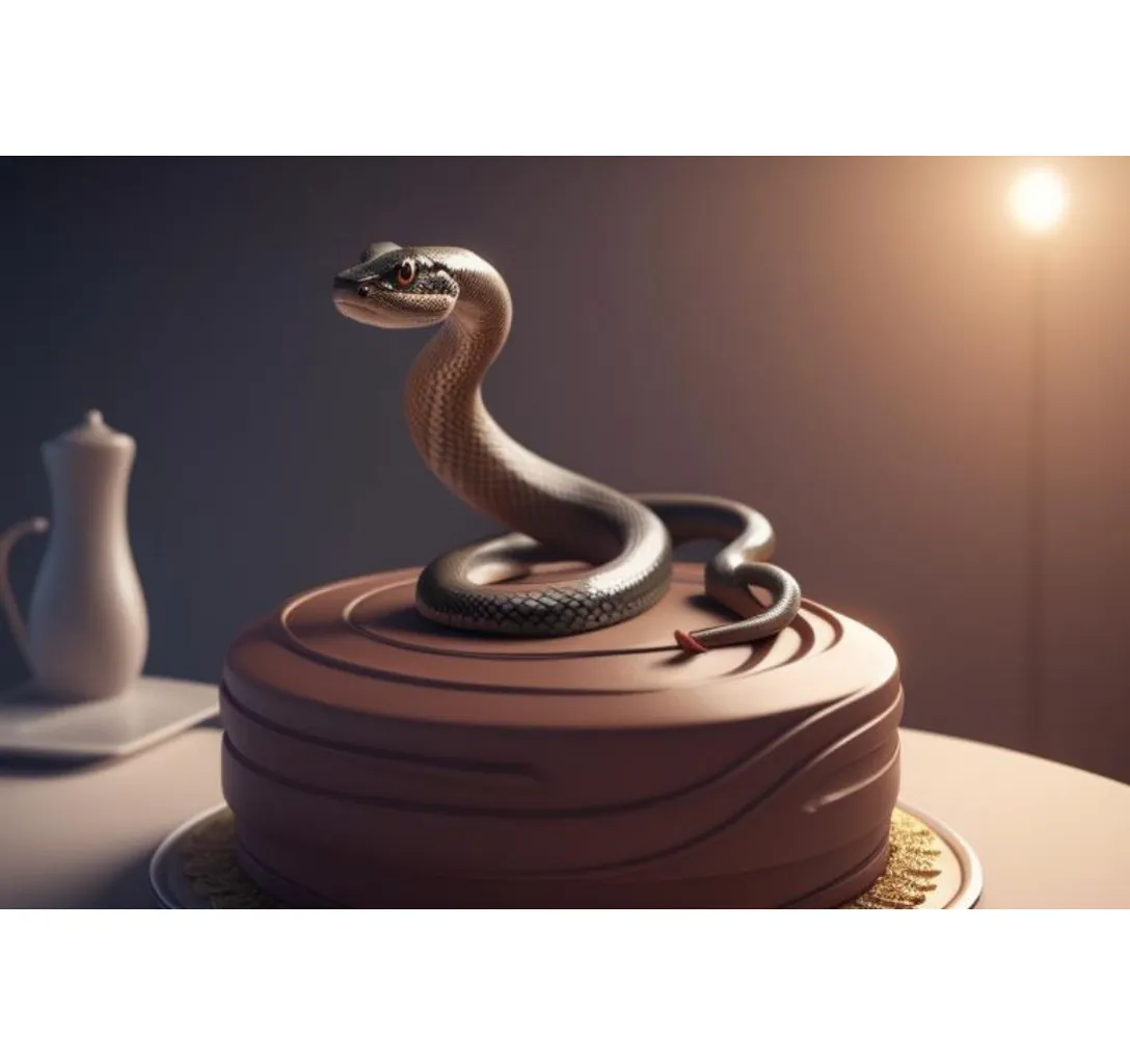 a cake with a snake on top of it