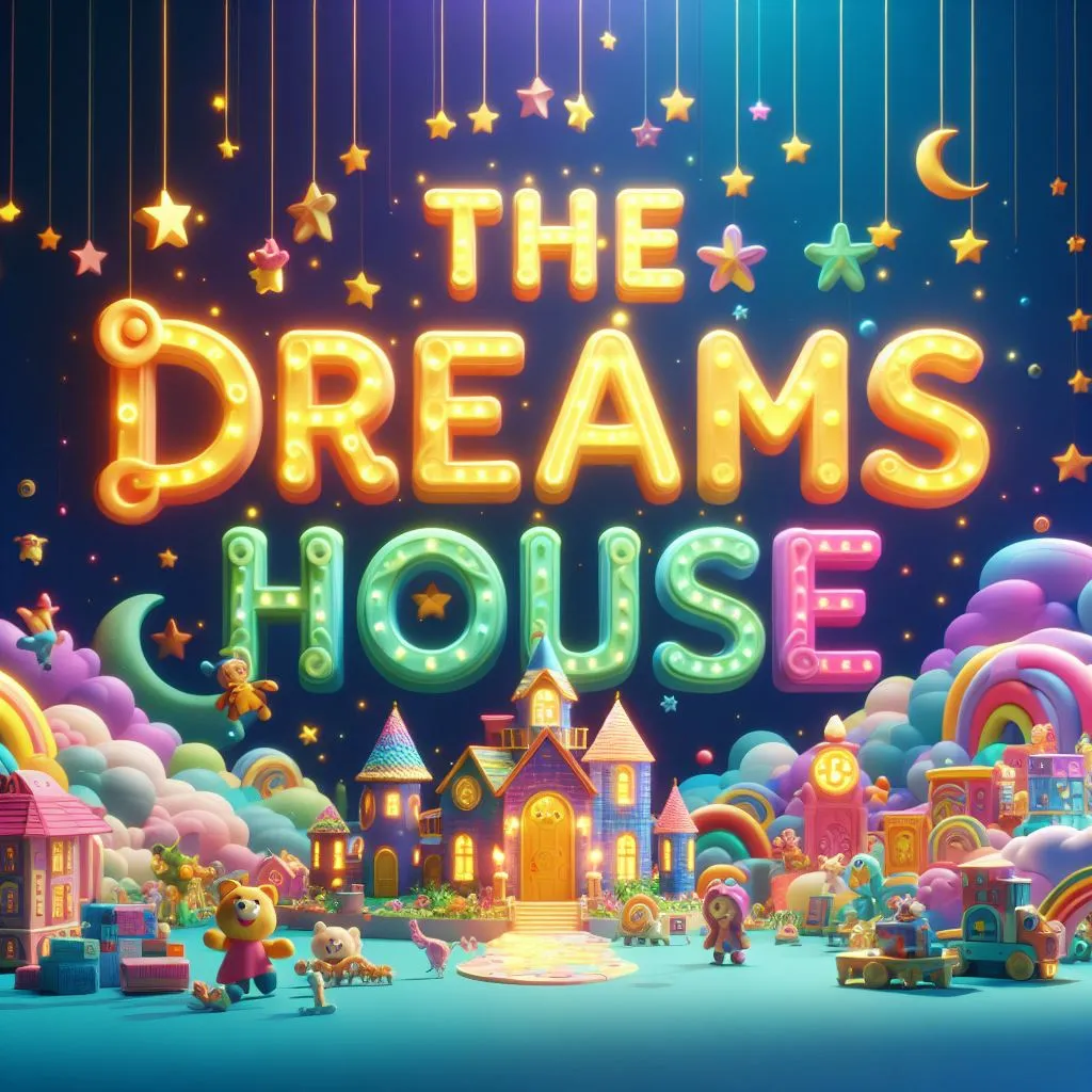 the words the dreams house are lit up