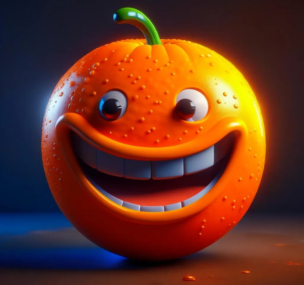 an orange with a smile on it's face