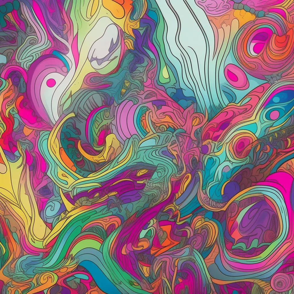 a colorful abstract painting with lots of different colors