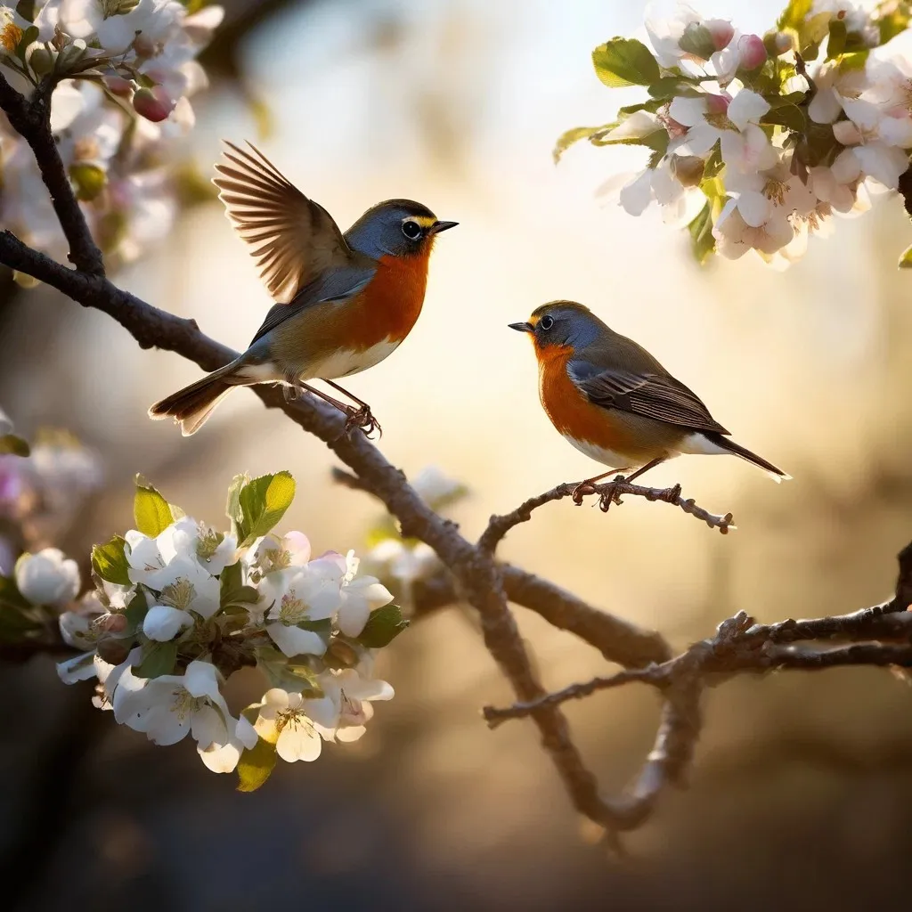 two birds sitting on a branch of a tree