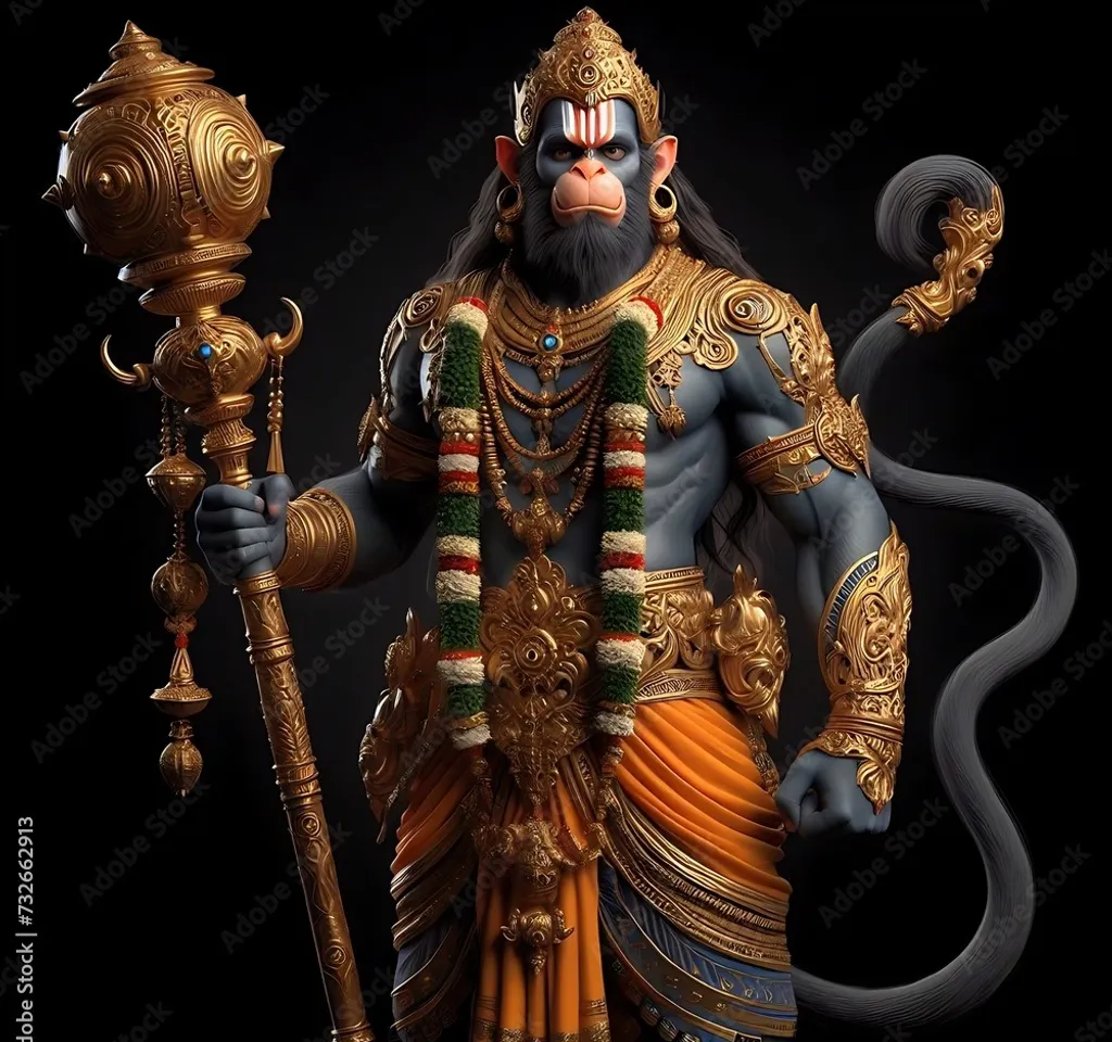 a statue of a hindu god holding a staff