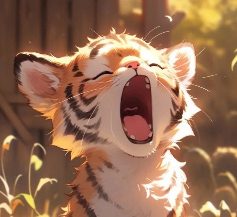 a cat yawning in the sun with its mouth open