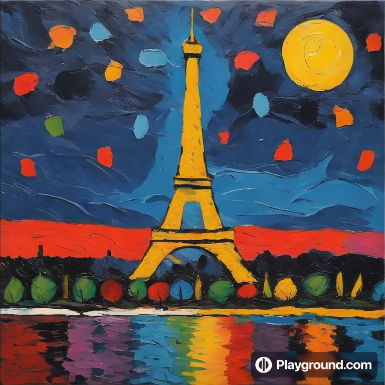 a painting of the eiffel tower in paris