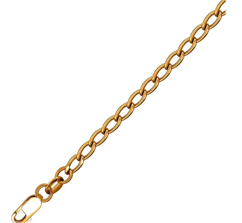 a close up of a gold chain on a white background