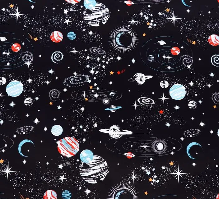 a black background with planets and stars