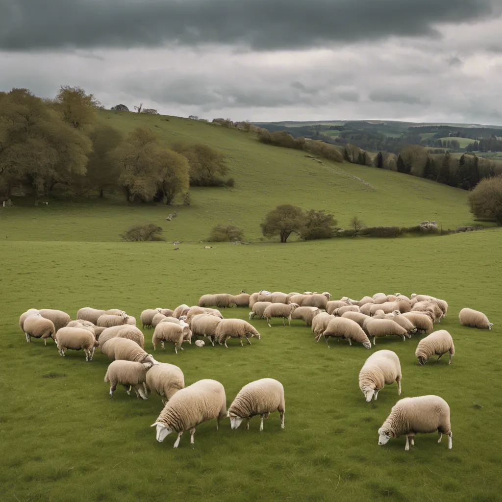 a herd of sheep grazing on a lush green field