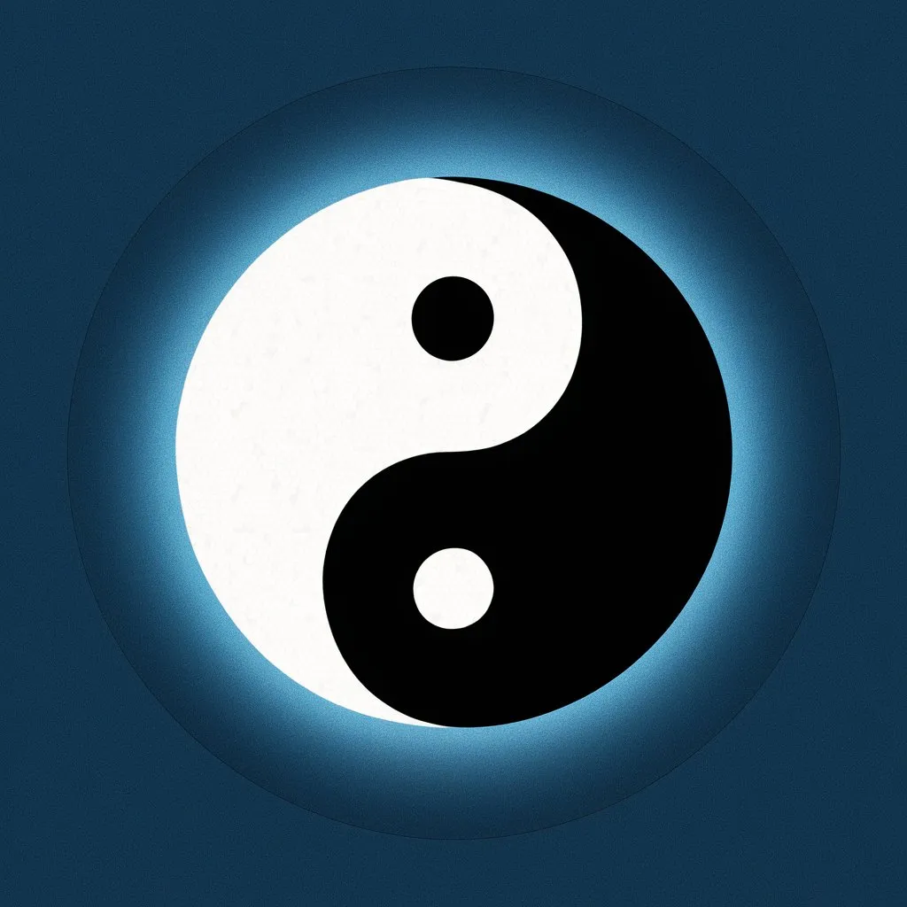 a black and white yin - yang symbol on a blue background