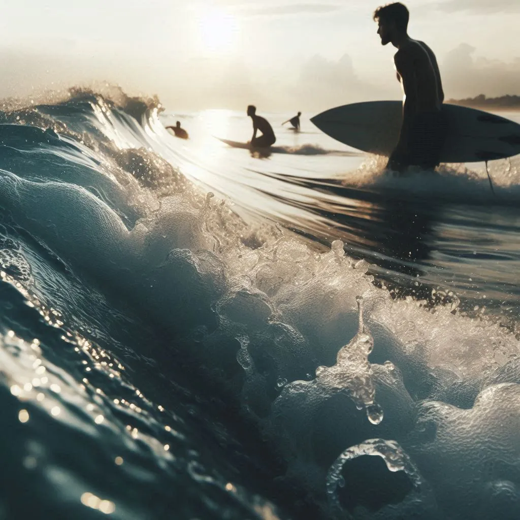 a man riding a wave on top of a surfboard