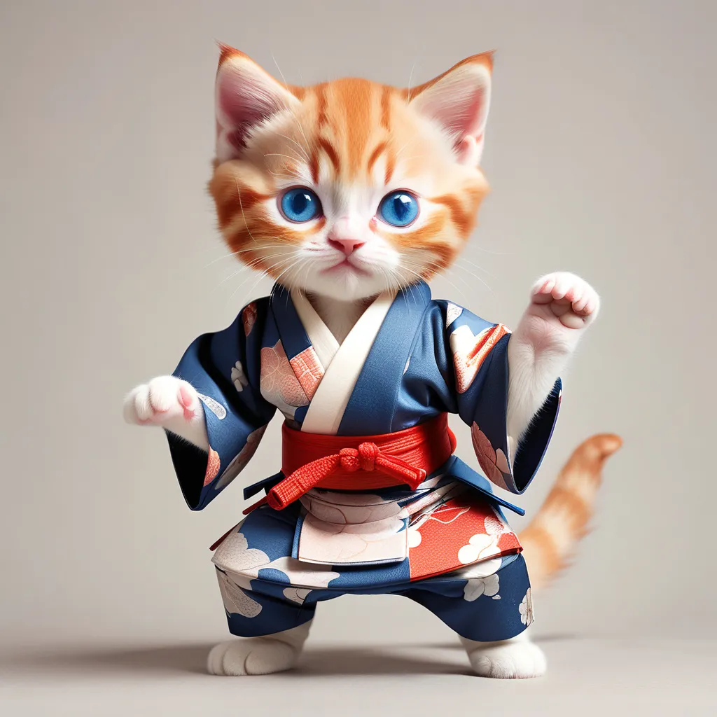 a cat in a kimono poses for a picture